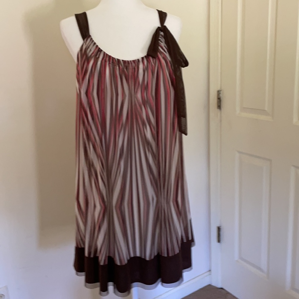 London Times size 8 pink/brown baby doll dress